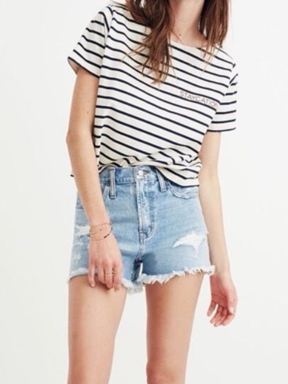 Madewell The Perfect Jean Short Denim Shorts High Rise Stretch Distressed 26